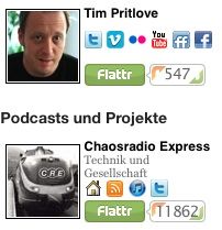 Tim Pritlove has done podcasts since 2005, today he gets about 2000 euros a month from Flattr buttons