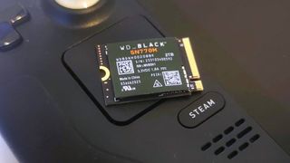 WD_Black SN770M SSD sitting on Steam Deck