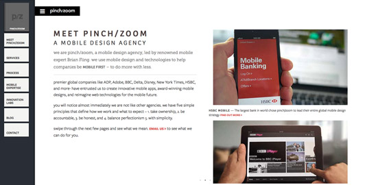 Horizontal scrolling gives the content space to sing