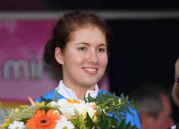 Briton Katie Colclough in the best young rider's jersey.
