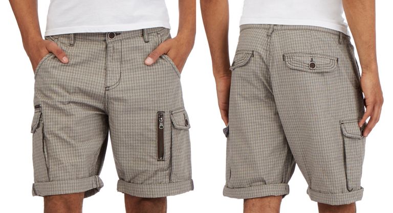RJR Big and Tall Grey Basketweave Cargo Shorts