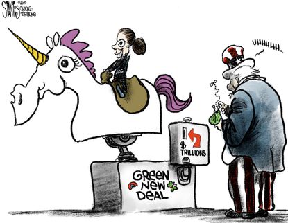 Political Cartoon U.S. Alexandria Ocasio-Cortez Green New Deal
