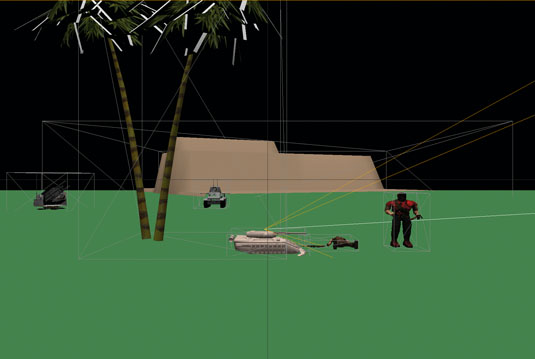 Bounding volumes can be used to visually check collisions and to better understand how cameras and lights interact within the scene