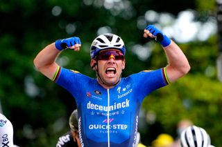 FOUGERES FRANCE JUNE 29 Mark Cavendish of The United Kingdom and Team Deceuninck QuickStep stage winner celebrates at arrival during the 108th Tour de France 2021 Stage 4 a 1504km stage from Redon to Fougres LeTour TDF2021 on June 29 2021 in Fougeres France Photo by Daniel Cole PoolGetty Images