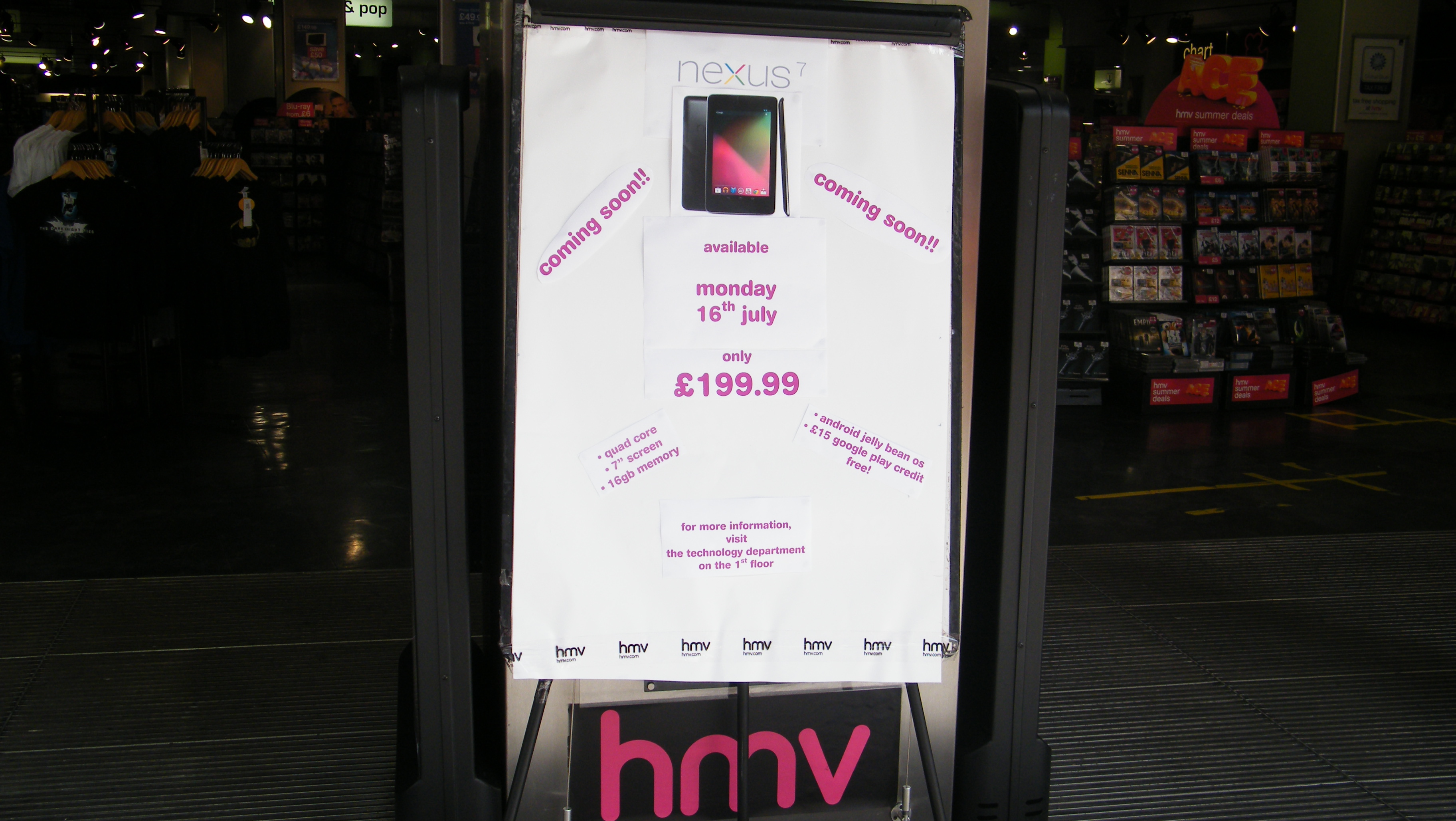 HMV to sell Nexus 7 starting next week