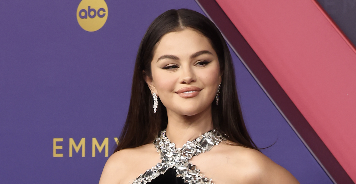 Selena Gomez attends the 76th Primetime Emmy Awards at Peacock Theater on September 15, 2024 in Los Angeles, California wearing a black mermaid dress