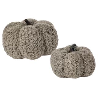 Gray Polyester Boucle Pumpkin (Set of 2)