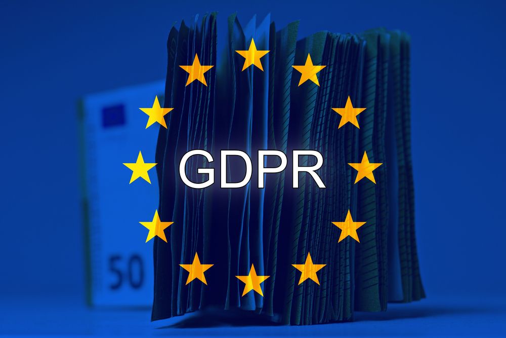 GDPR logo with a stack of Euro notes 