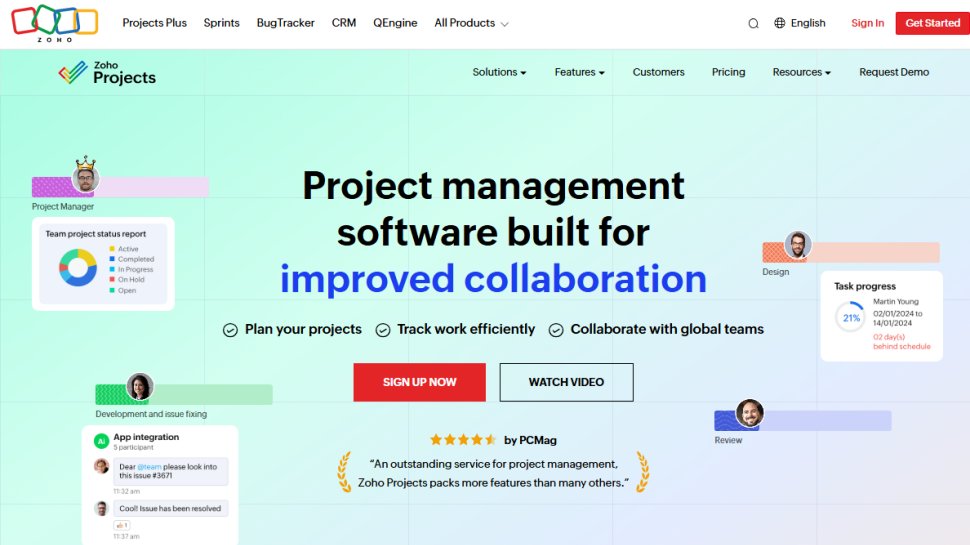 Website screenshot of Zoho Projects (November, 2025)