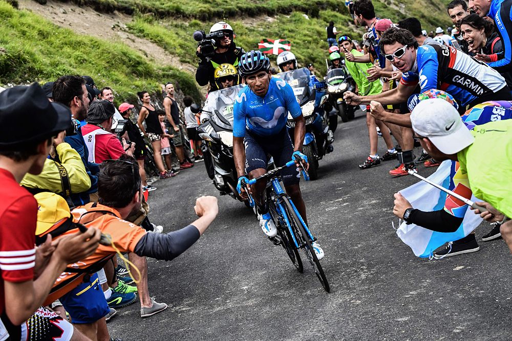 Nairo Quintana (Movistar) on his way to winning stage 17 at the Tour de France