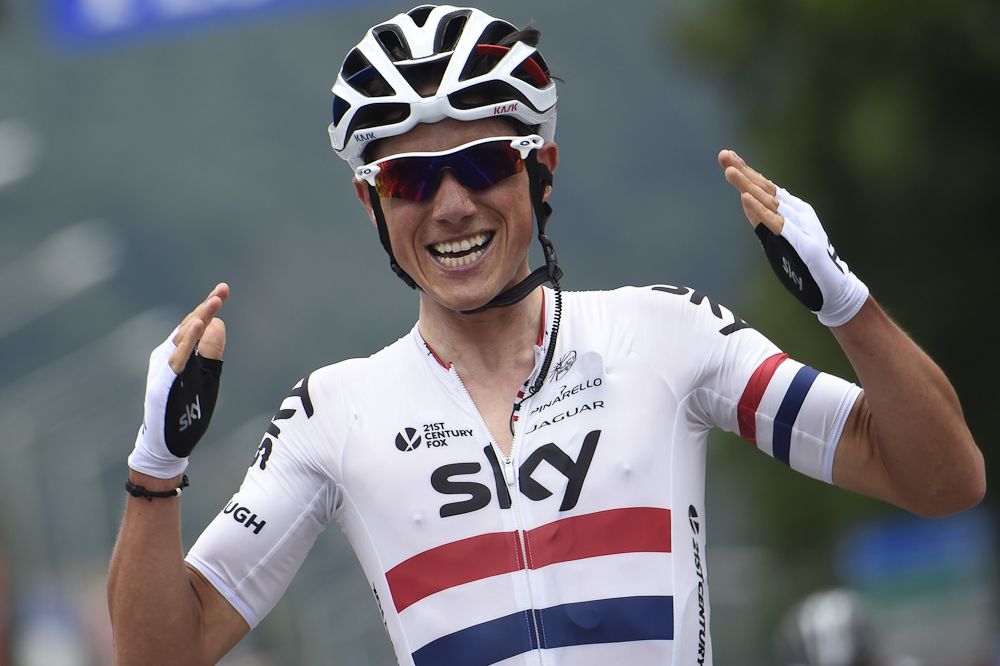 Peter Kennaugh (Team Sky) wins stage 1 at the Criterium du Dauphine.