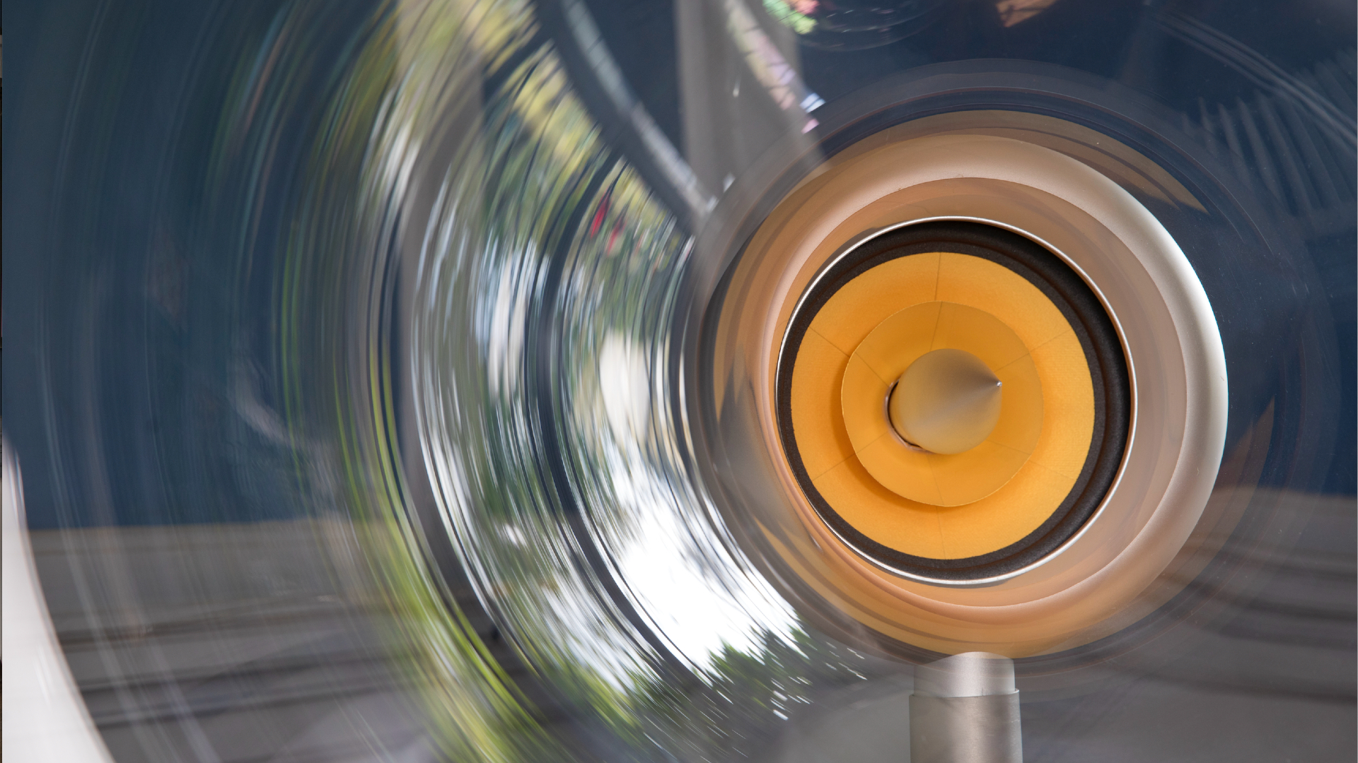 Jetstream horn speaker closeup, showing the transparent horn