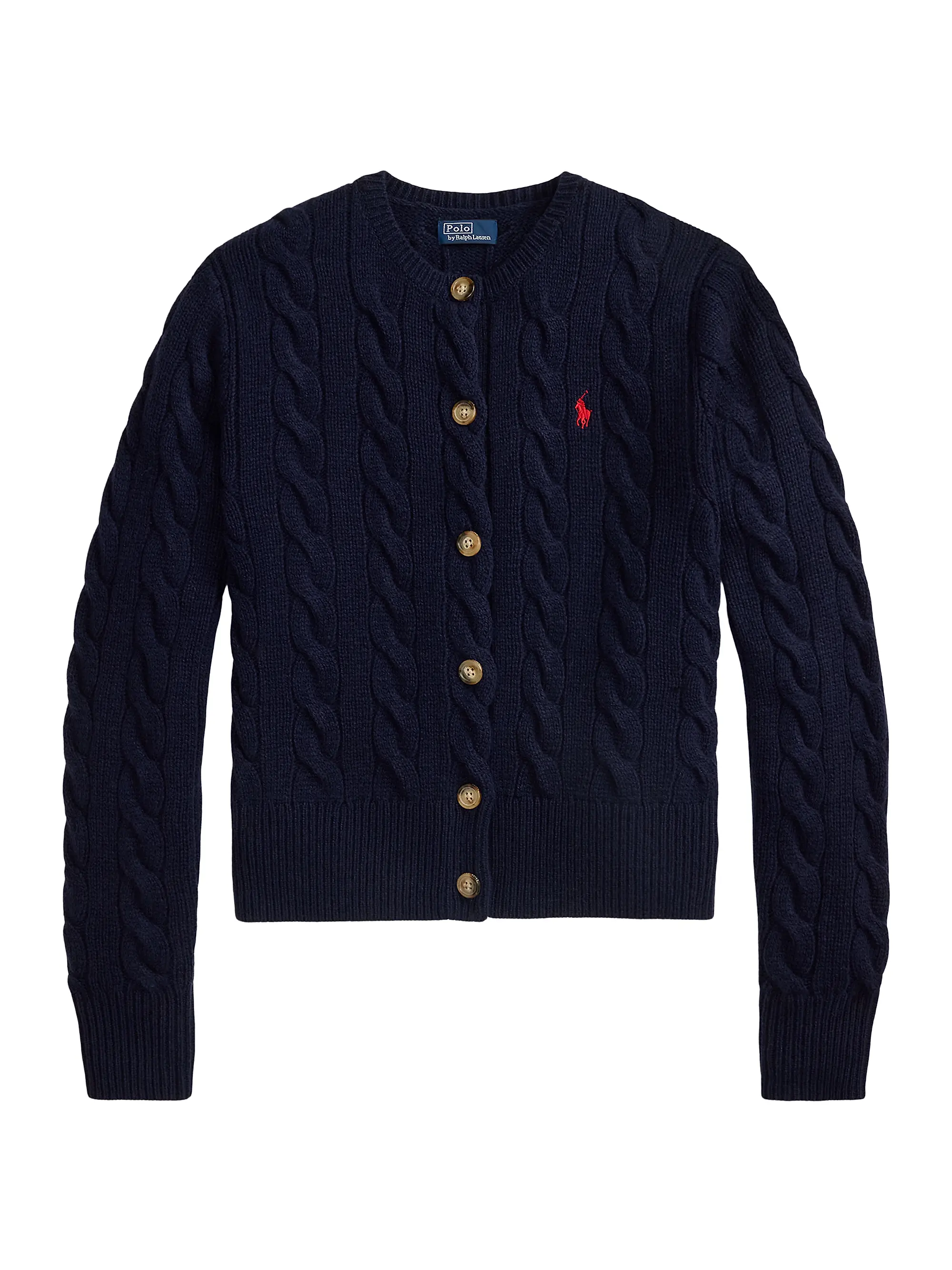 Logo-Embroidered Wool-Blend Cable-Knit Cardigan