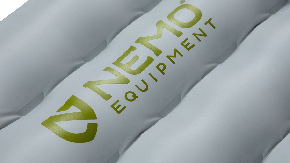 Close up of logo on The Nemo Tensor Elite sleeping pad 