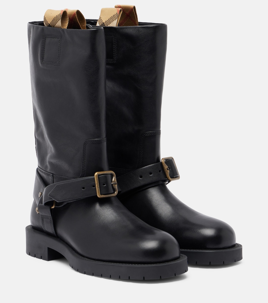 Soft Saddle Leather Mid-Calf Boots in Black - Burberry