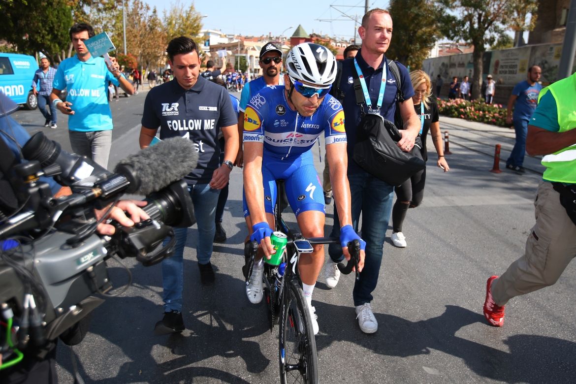 Richeze after crossing the line