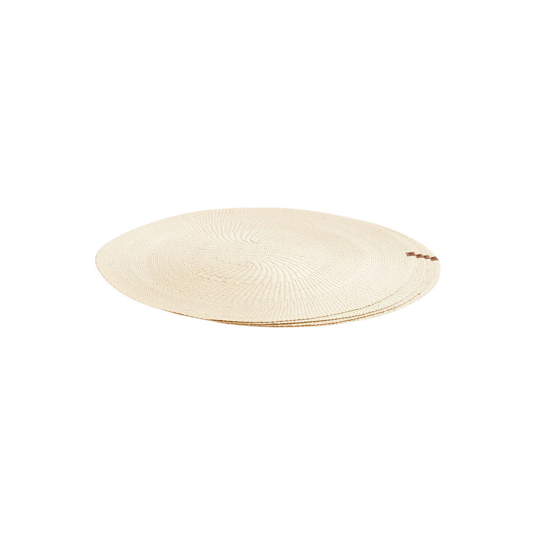 Set of four woven light beige placemats