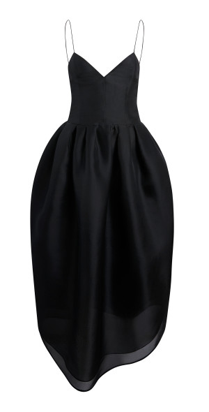 Khaite - Colette Sleeveless Shantung Organza Midi Dress - Black - Us 6