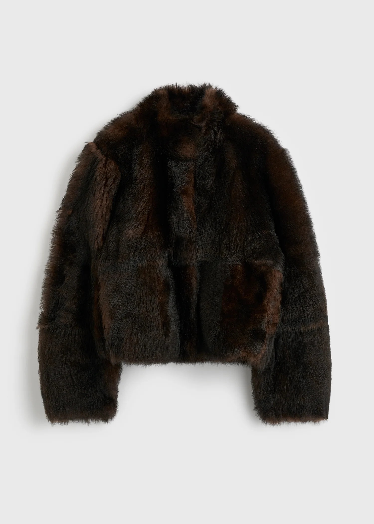 Silky Shearling Jacket Dark Brown - 30