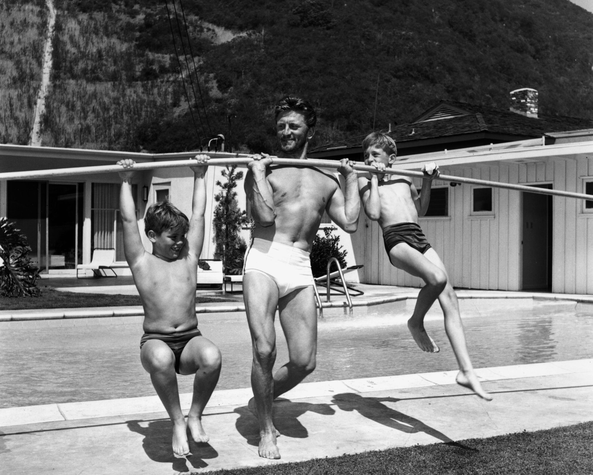 kirk douglas with his sons including michael douglas