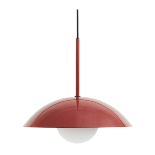 A red metal pendant lamp