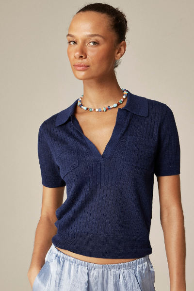 J.Crew, Short-Sleeve Polo Shirt in Linen (Was $138) 