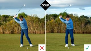 PGA pro Dan Grieve demonstrating a drill to help golfers stop swaying