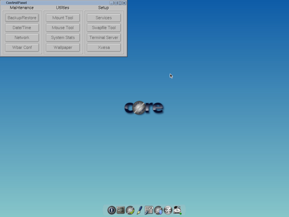 screenshot of Tiny Core Linux's desktop