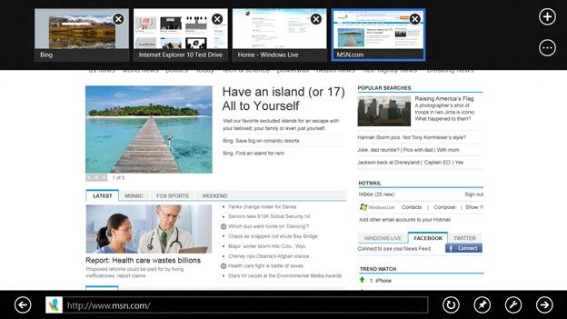 Windows 8 Screenshots: Internet Explorer 10