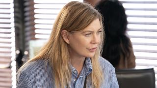 Meredith Grey (Ellen Pompeo) is shown on Grey's Anatomy Season 22.