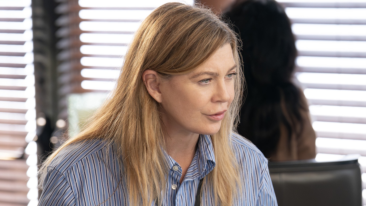 Meredith Grey (Ellen Pompeo) is shown on Grey's Anatomy Season 22.