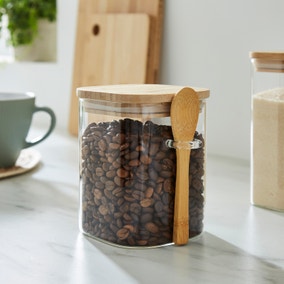 Glass Square Jar With Spoon