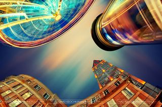 Photographer David Keochkerian uses a slow shutter speed to capture moving lights in this City of colors image