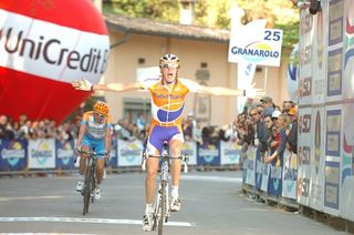 Robert Gesink (Rabobank) celebrates his win in the Giro dell'Emilia
