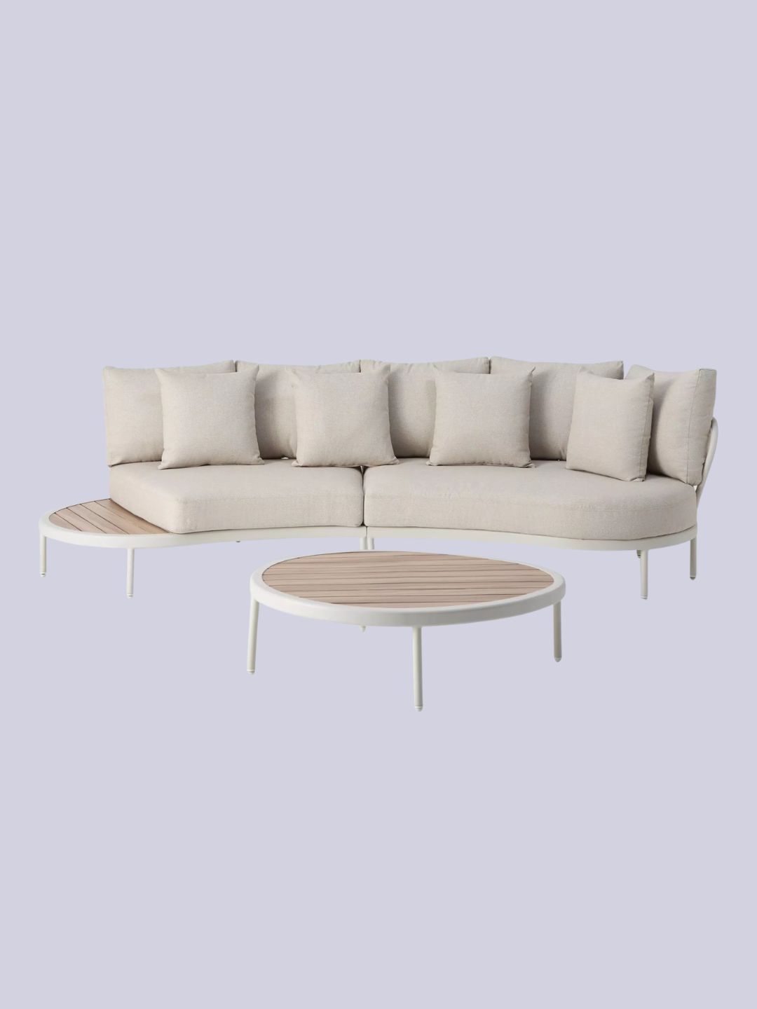 John Lewis, Lozenge 4-Seater Modular Curved Garden Sofa &amp;amp; Coffee Table Set, Cream