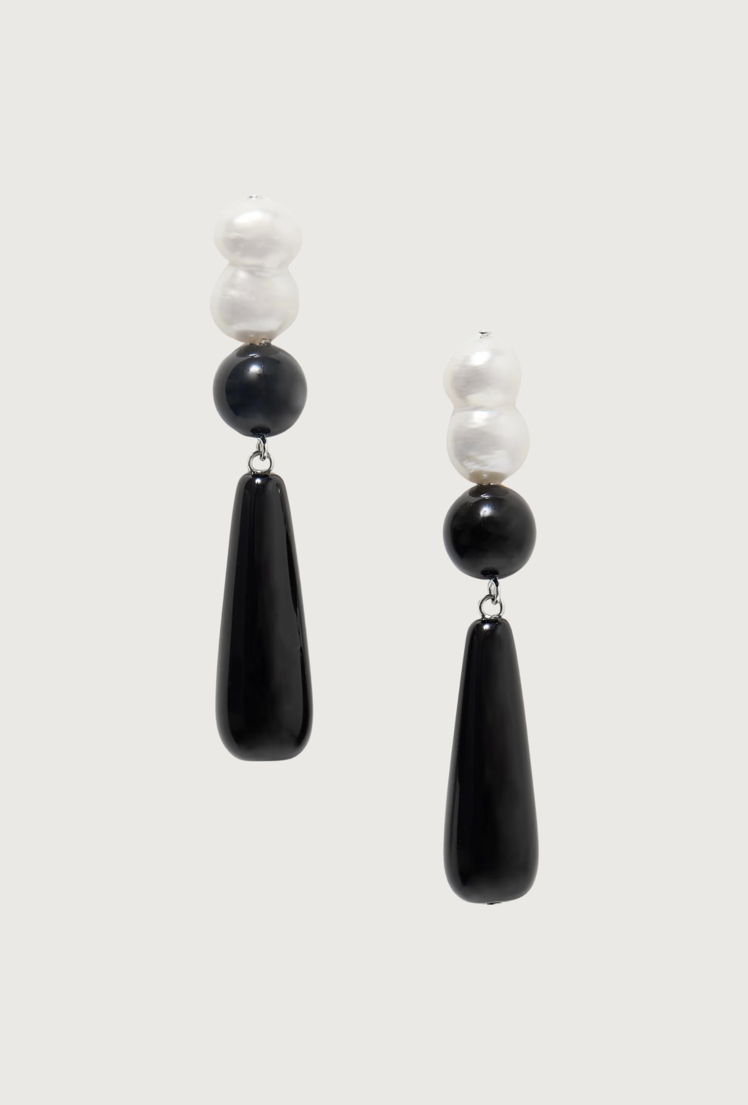 Tarn Ii Recycled Silver, Onyx and Pearl Earrings