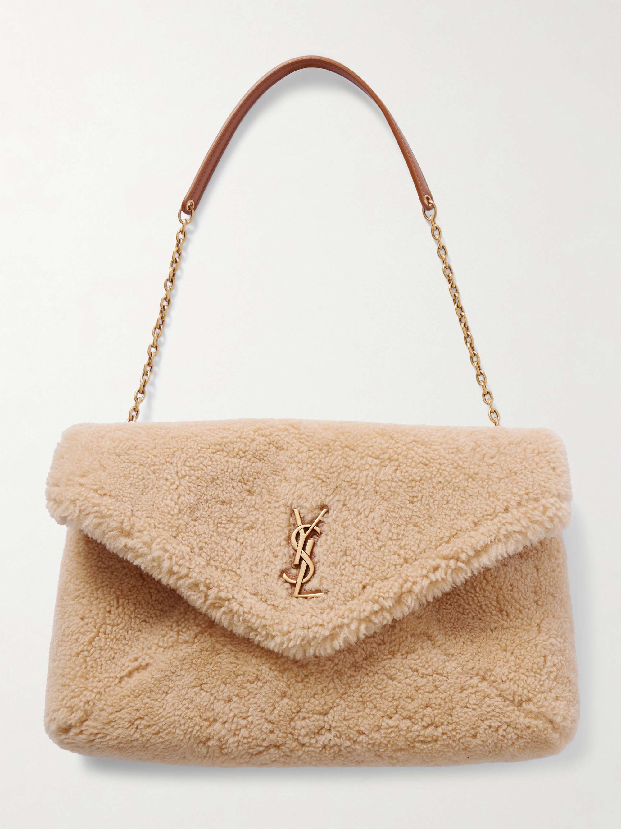 Cassandre Leather-Trimmed Shearling Shoulder Bag