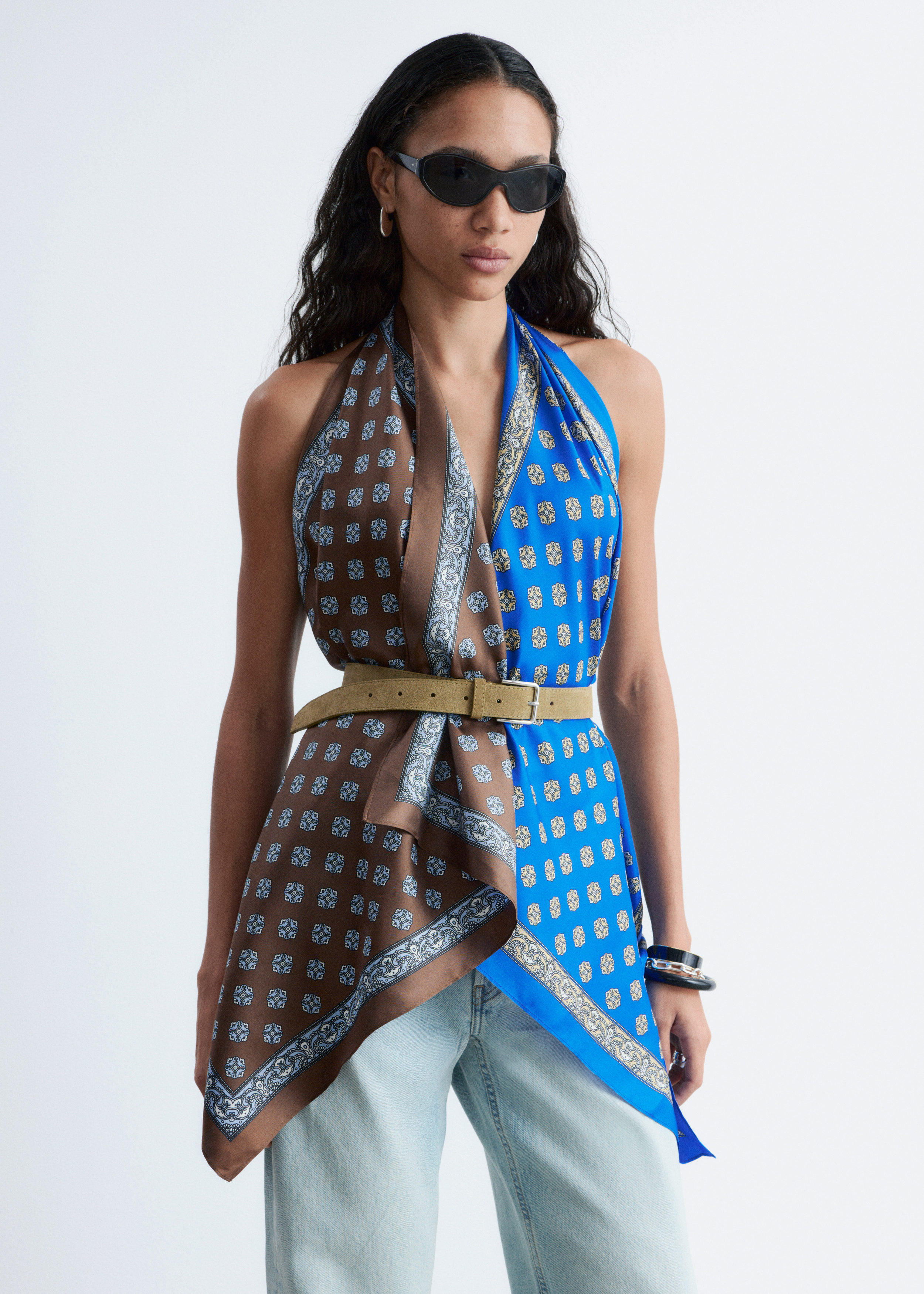silk scarf halter top