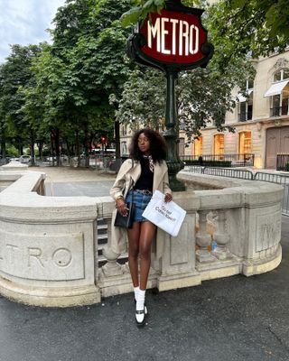 timeless wardrobe staples - woman in denim skirt and jacket