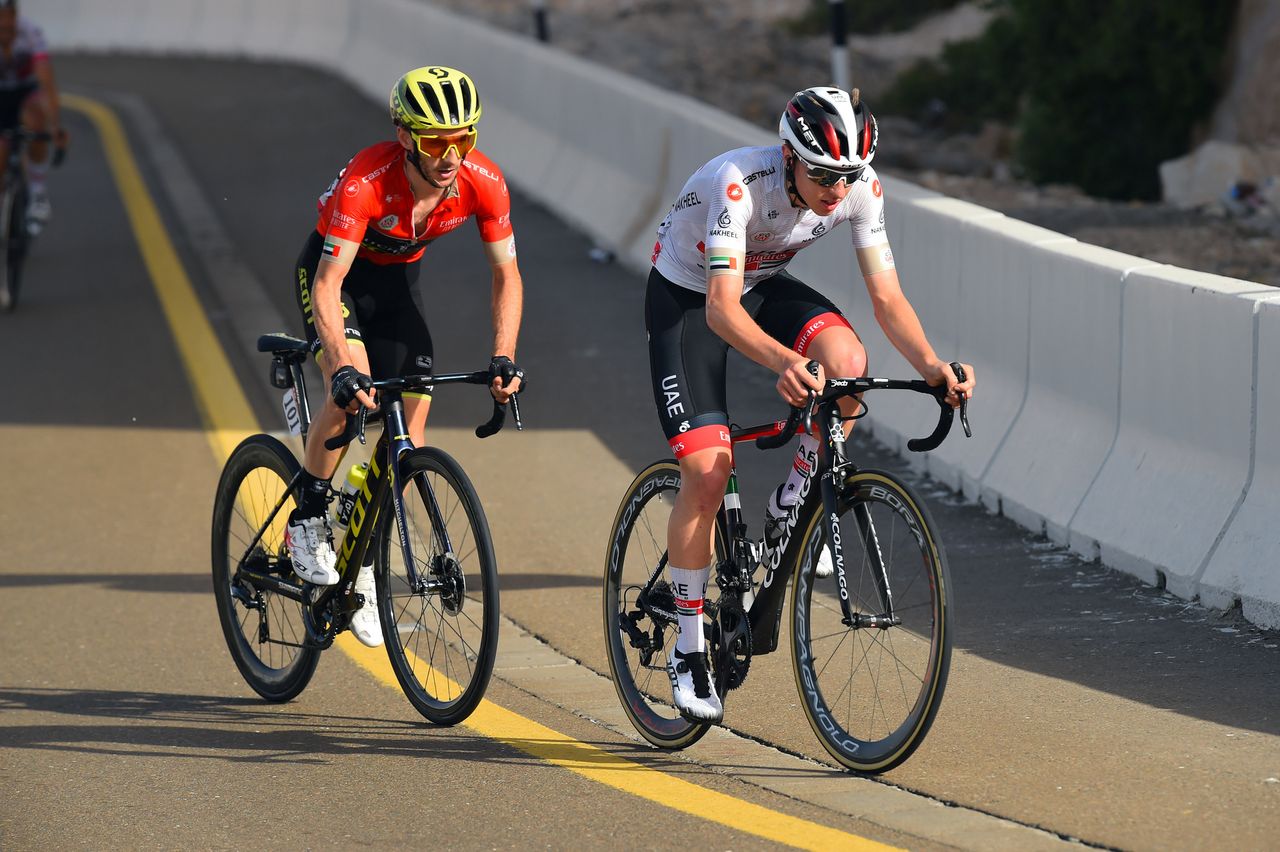 Adam Yates (Mitchelton-Scott) marks Tadej Pogacar
