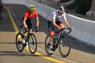 Adam Yates (Mitchelton-Scott) marks Tadej Pogacar 