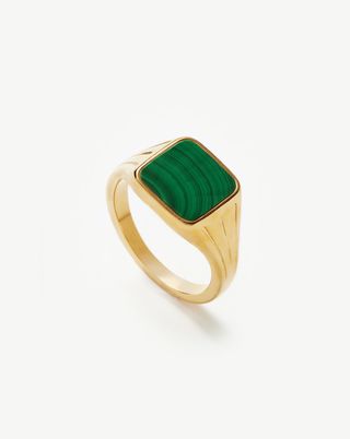 Lucy Williams Square Signet Ring | 18ct Gold Vermeil/malachite
