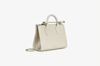 The Strathberry Nano Tote - Croc-Embossed Leather Vanilla