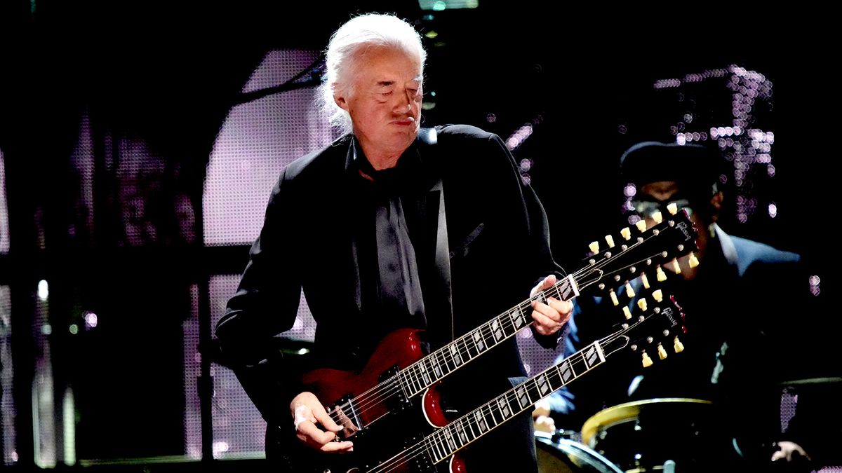 Jimmy Page performs onstage at the 38th Annual Rock &amp; Roll Hall Of Fame Induction Ceremony at Barclays Center on November 03, 2023 in New York City. 