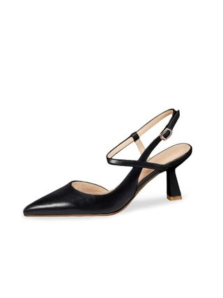 Lnsshee, Lnsshee Damen-Slingback-Pumps mit niedrigem Absatz und geschlossener Zehenpartie, Slip-On-Sandalen mit Absatz, Schwarz, Größe 7