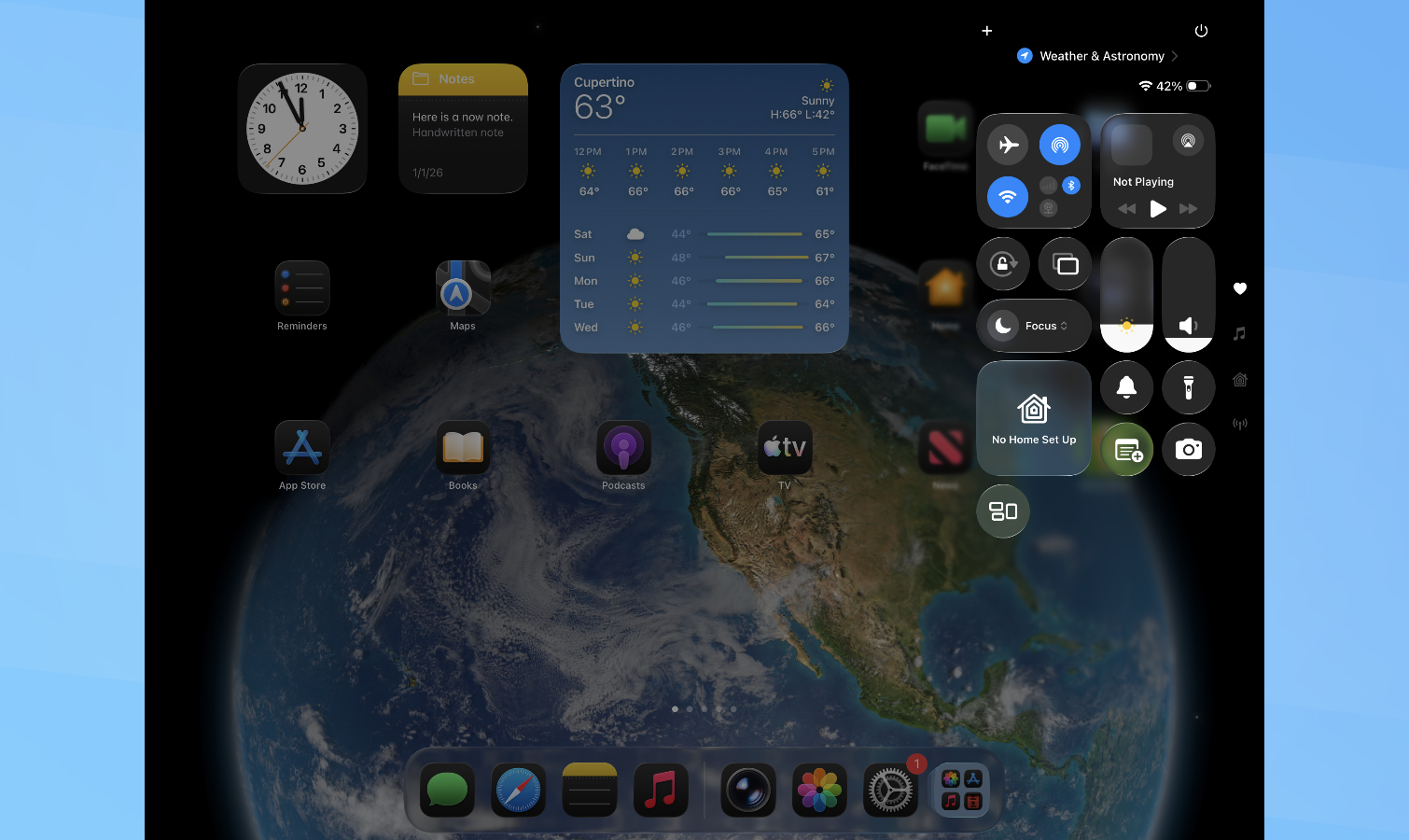 Apple iPad Control Center in action