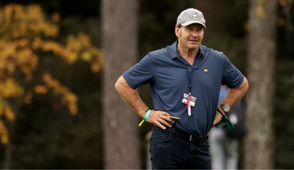 Faldo looks on at Augusta National