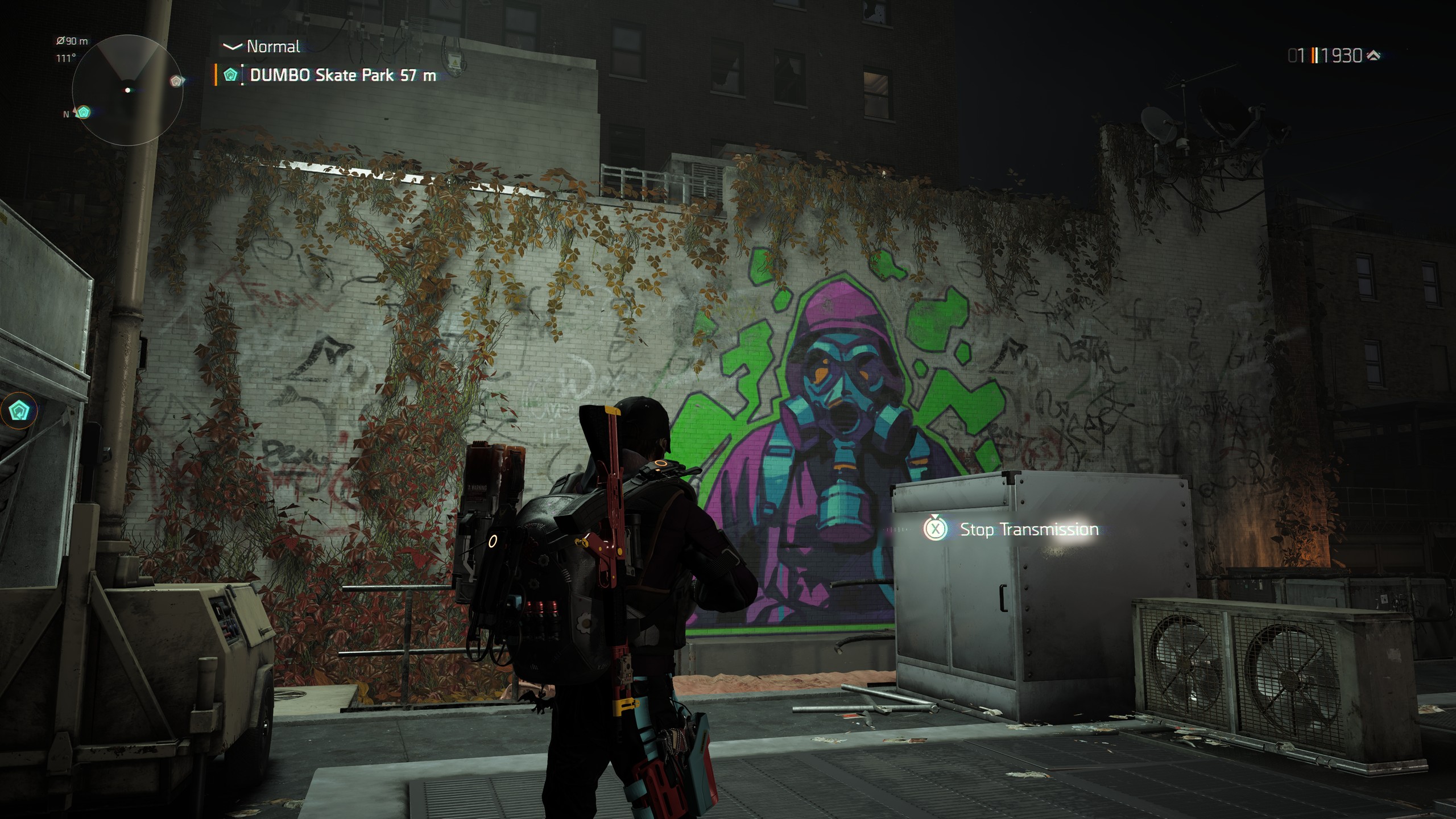 Staring at a mural in The Division 2 Battle for Brooklyn at the location of a Hunter.