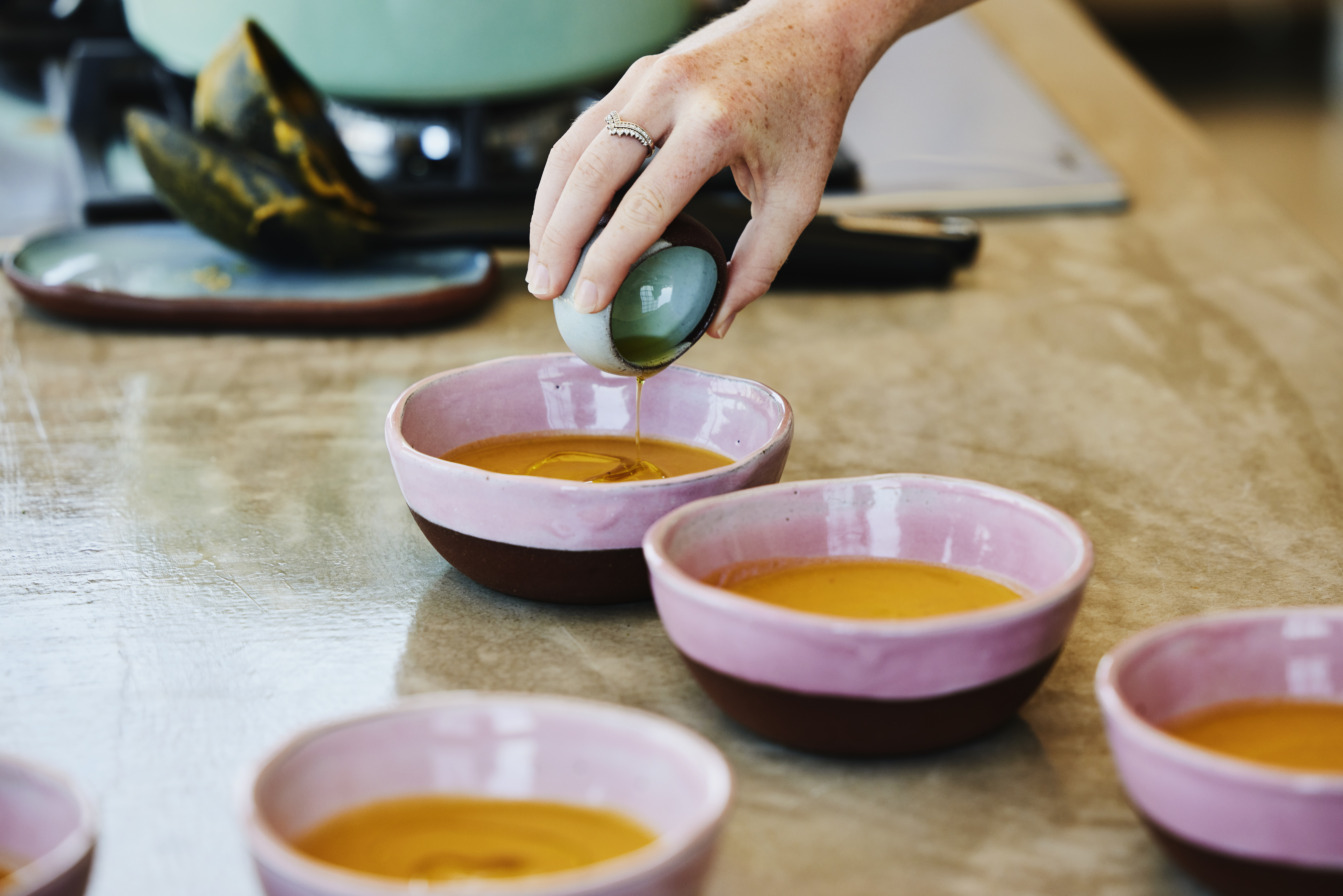 olive oil in small dishes