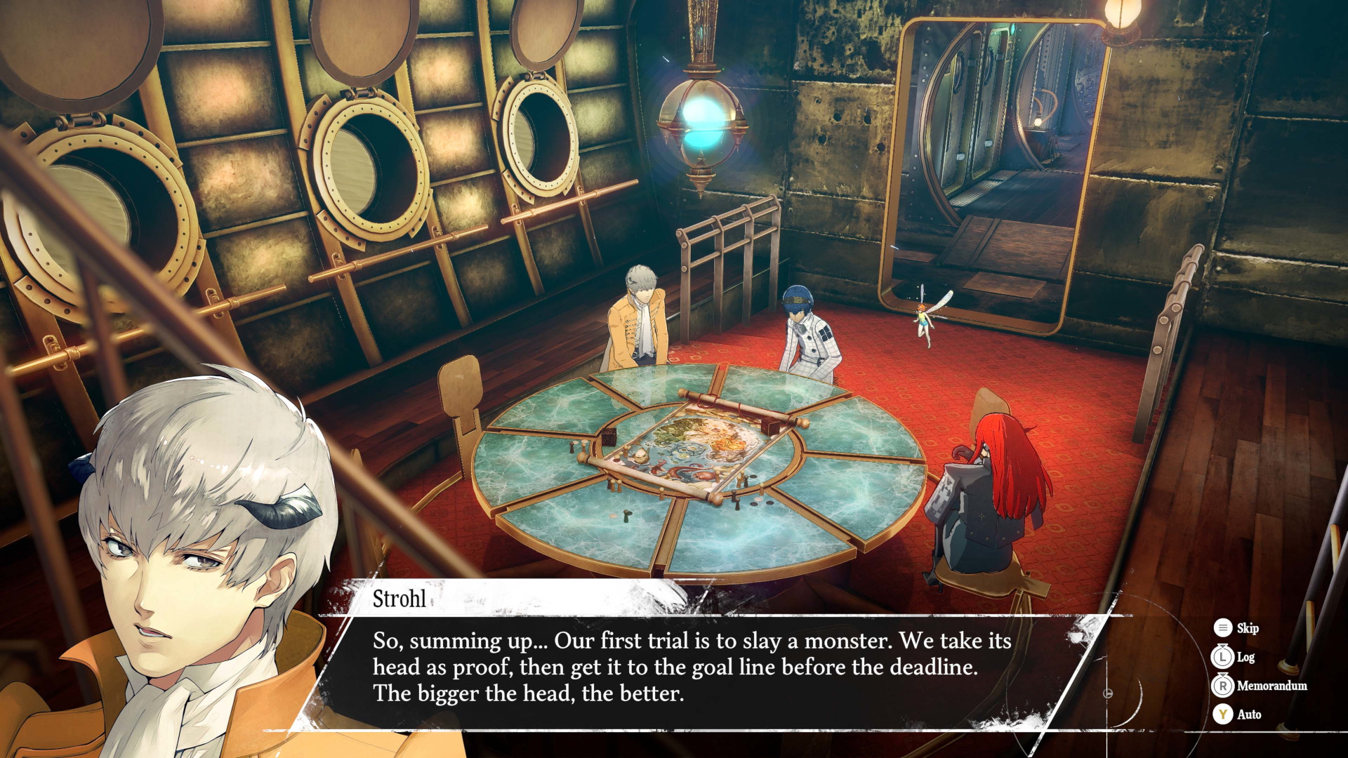 In Metaphor: ReFantazio, Strohl speaks to the protagonist about the first trial, which is about slaying a monster and taking its head as proof